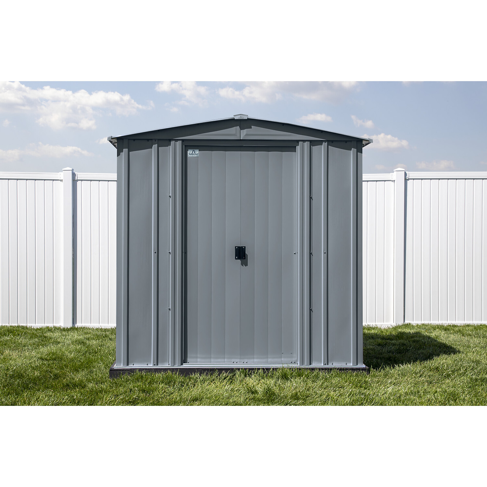Arrow, Arrow Classic Steel Storage Shed, 6x6 Charcoal, Length 6 ft, Width 6 ft, Model# CLG66CC